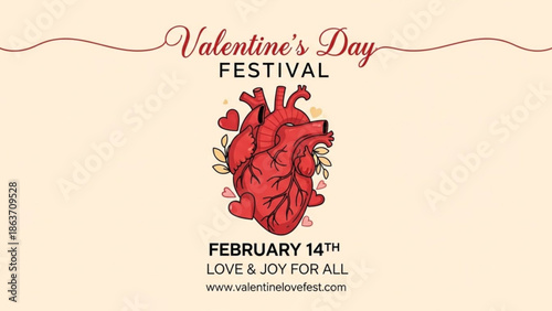 Valentine's day festival celebration with heart illustration and love theme on february 14th for joy and affection with Valentine s Day and romance