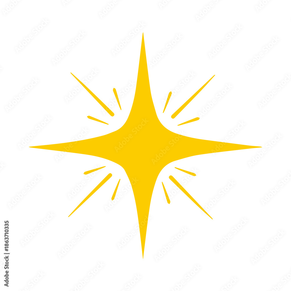 Fototapeta premium Simple yellow sparkling star icon