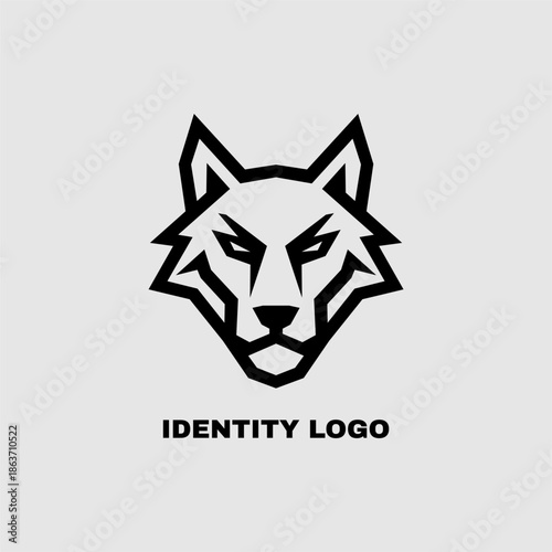 Stylized Elegant Lion Wolf Logo Template. Fox Logo Mascot Vector Illustration