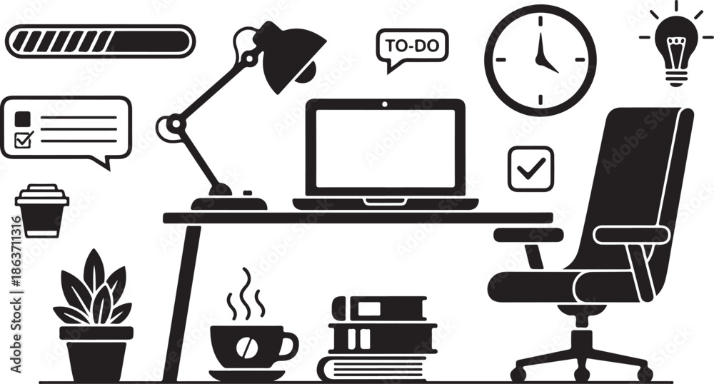 Obraz premium A well-organized office workspace with modern design elements