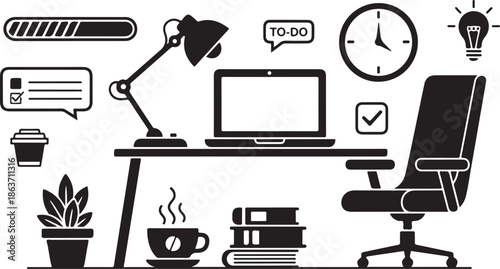 A well-organized office workspace with modern design elements