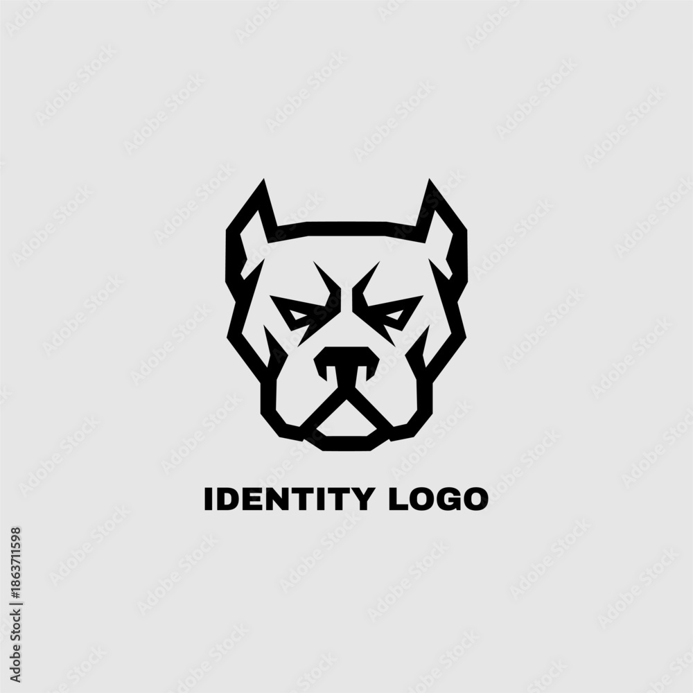 Fototapeta premium Stylized Elegant Pitbull Dog Head Logo Template. Pitbull Dog Logo Mascot Vector Illustration
