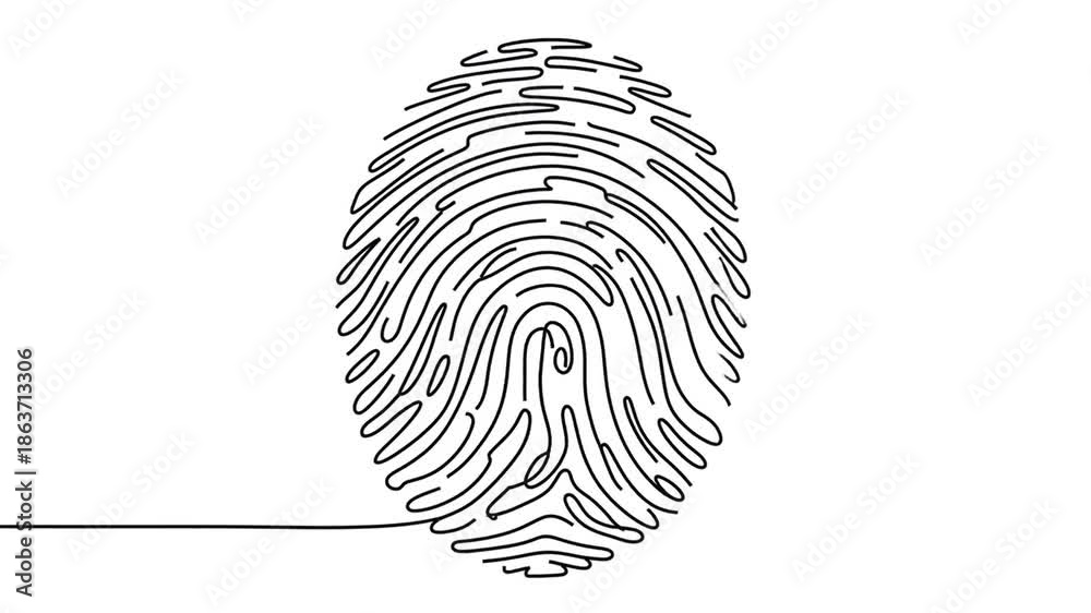 Fingerprint Tutorial Drawing fingerprint continuous one line drawing Linear drawing of a fingerprint ...