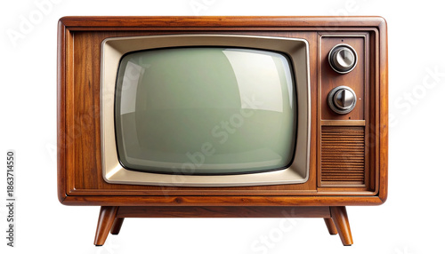 Vintage television with retro analog screen frame, old school design