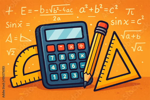 calculator and pencil