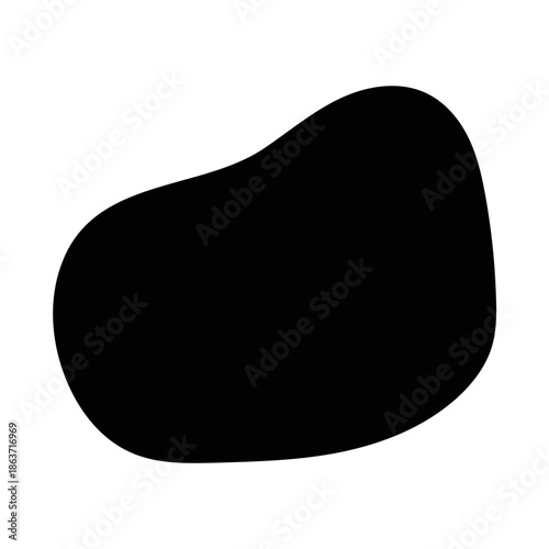 Single organic liquid blob shape. Abstract irregular fluid silhouette isolated on white background