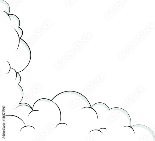 Fluffy cartoon cloud corner design