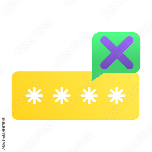 Failed Password Entry and Authentication Error Concept Icon