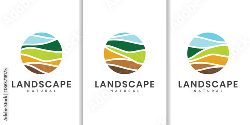 Abstract landscape nature logo with earth elements