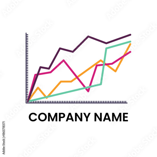 business graph icon, Distribution curve logo, statistical analytics icon, data analysis symbol.
