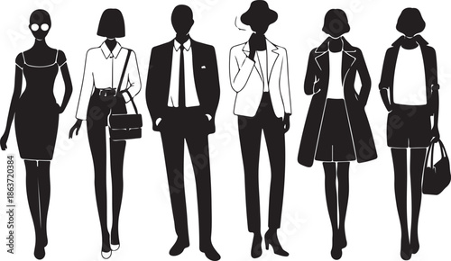 group of people in business casual clothing standing in a line