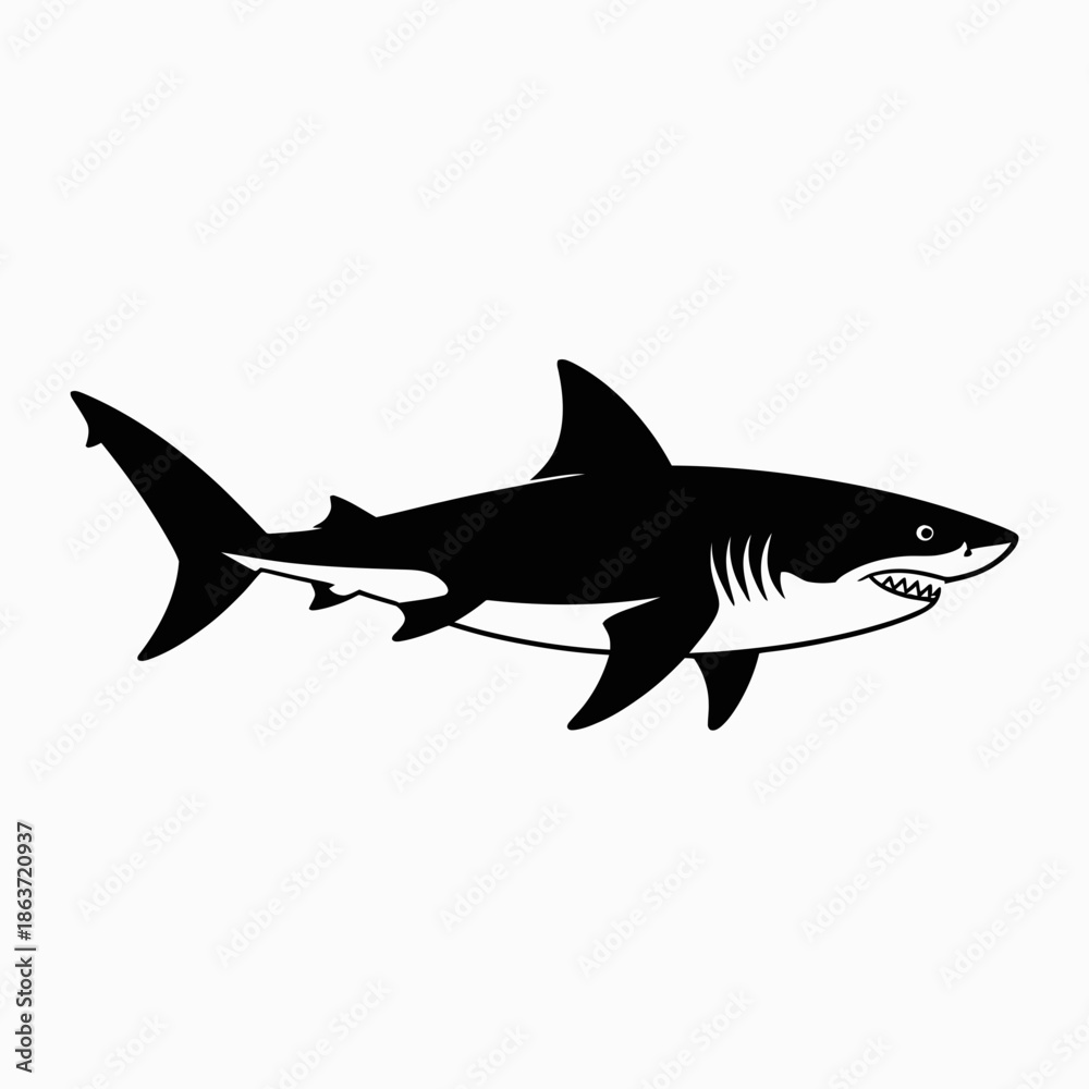 Obraz premium **Black Shark Silhouette Icon Vector PNG**shark silhouette, sharkicon, blackshark, greatwhite, predatorshark, oceanpredator, marinelife, fishsilhouette, sharkoutline, vectorshark, pngshark, svgicon,