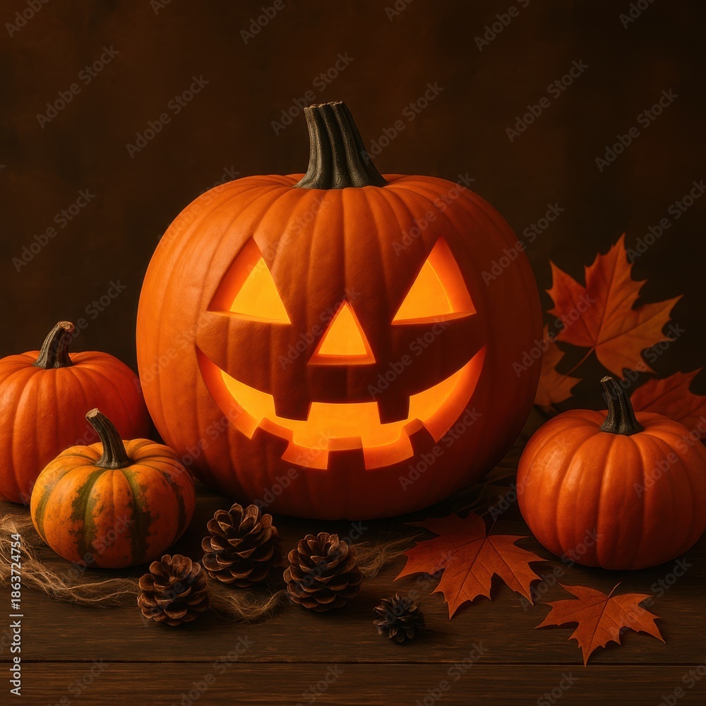 Fototapeta premium Glowing Jack O Lantern