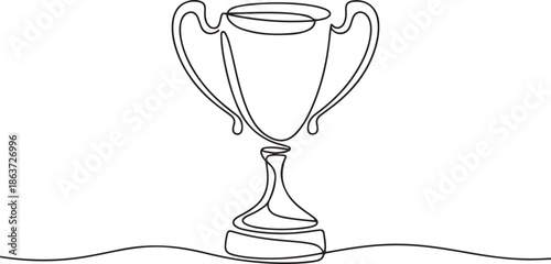 Continuous one line drawing award trophy cup. Single line drawing of trophies isolated.one line vector illustration with out background