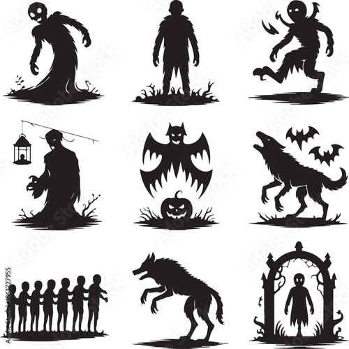 halloween icons set