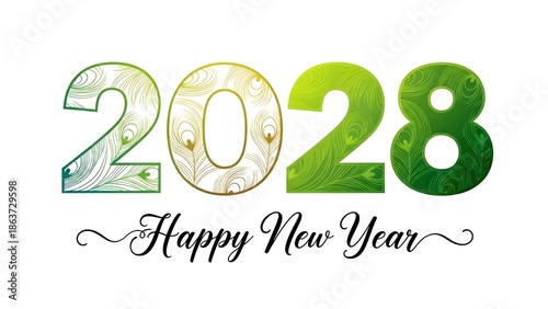 Happy New Year 2028 colorful gradient celebration