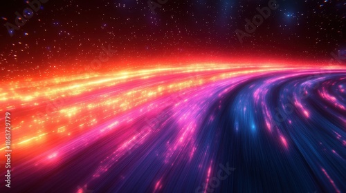 Vibrant Cosmic Energy Swirls Across Starry Expanse in Deep Space