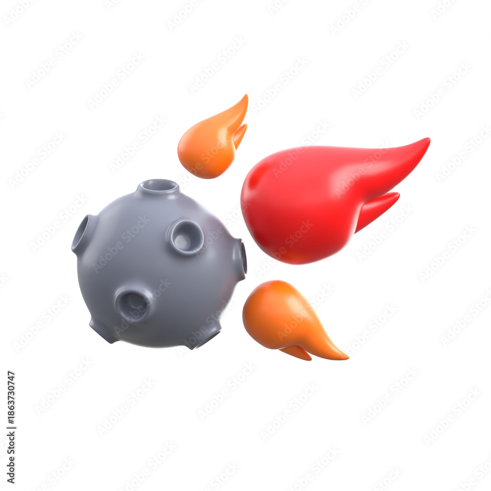 Fototapeta premium Visually appealing 3d icon of meteor flying through outer space