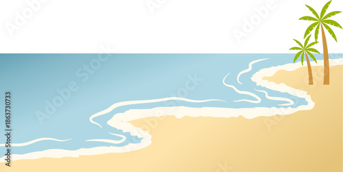 Cartoon beach with palm trees illustration