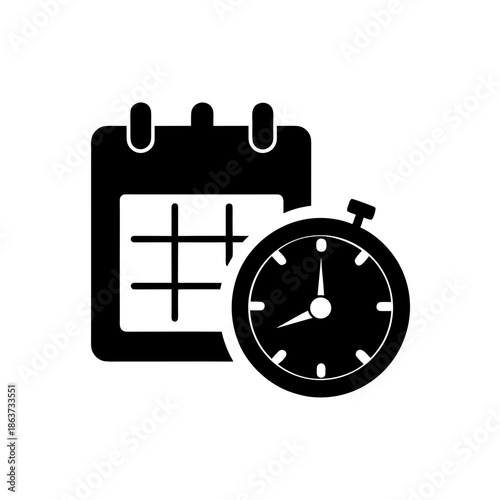 Time management icon featuring a calendar and a stopwatch for scheduling deadlines