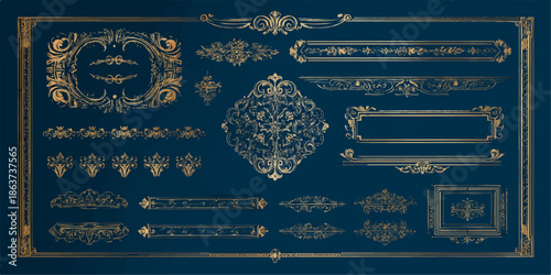 Elegant vintage gold ornate frames and borders collection