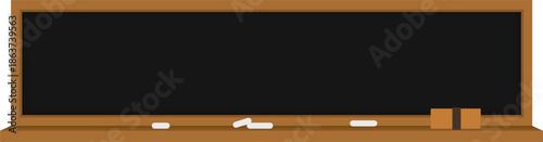 シンプルな横長の黒色の黒板の枠のイラスト
