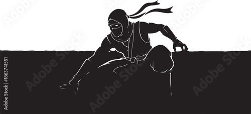 Girl and woman silhouette with black horse vector illustration