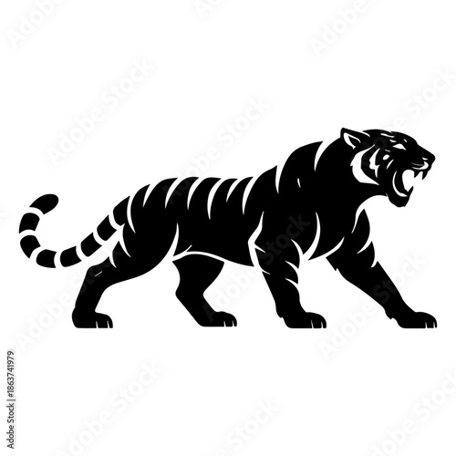 Tiger silhouette illustration wild animal