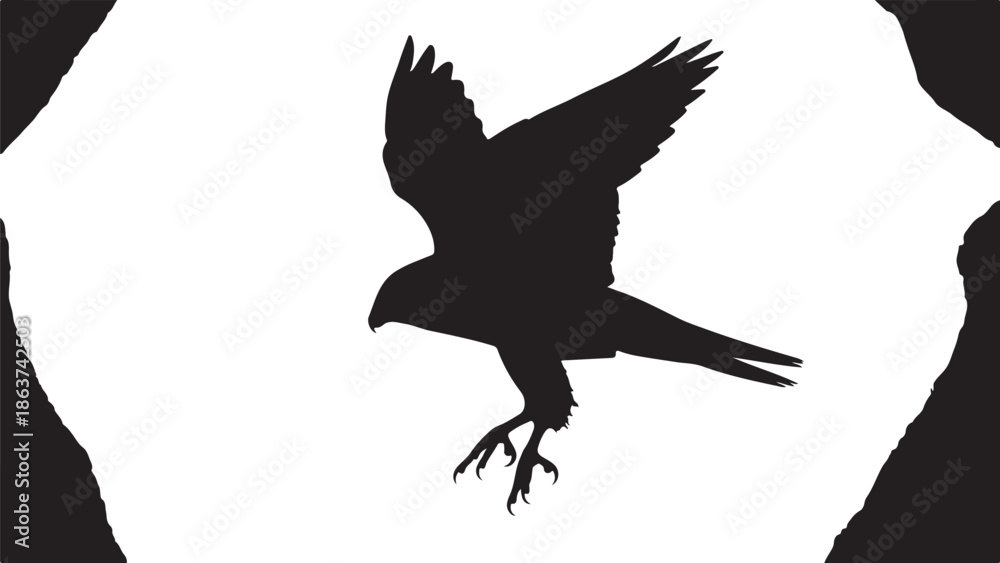 Obraz premium Eagle silhouette flying vector illustration