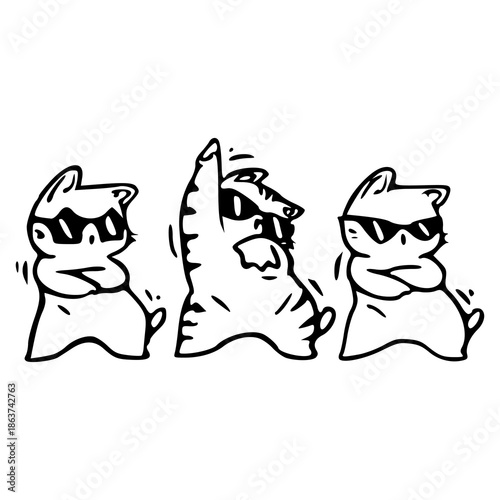 doodle style animals party dance