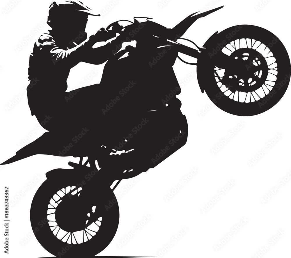 Fototapeta premium Man riding a motorcycle silhouette vector illustration