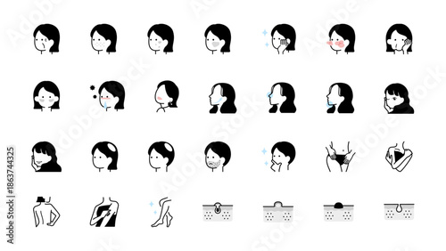 肌や美容に関するアイコンイラストセット　ベクター