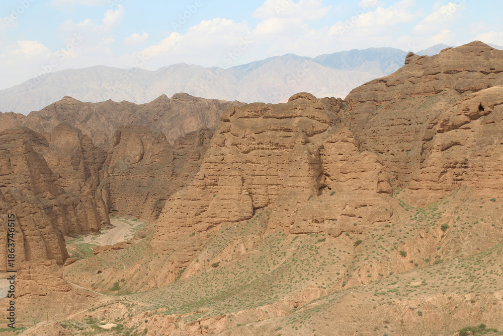 Fototapeta premium Summer scenery of the Yellow River Stone Forest National Geological Park in Jingtai county, Gansu province of China