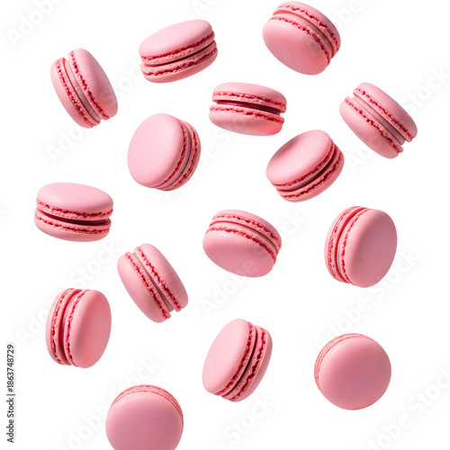 Wallpaper Mural Some pink falling macarons isolated on a white or transparent background.
 Torontodigital.ca