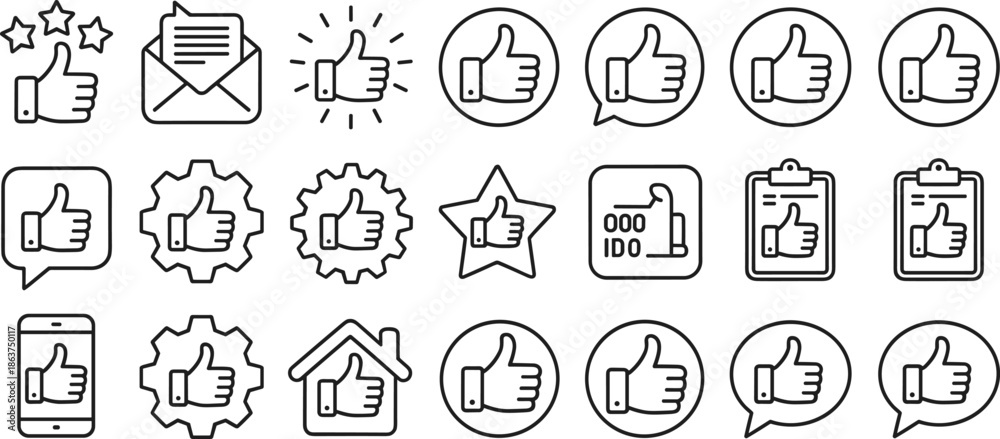 Fototapeta premium Black and white thumbs up in various shapes and backgrounds