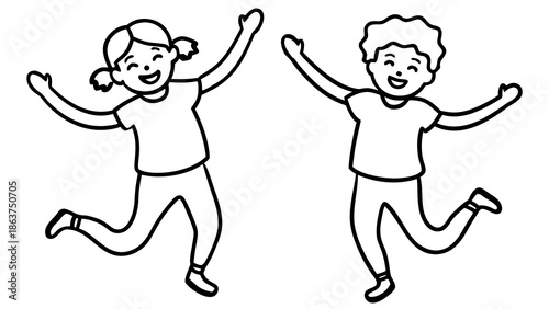 Happy children jumping with joy in playful moment