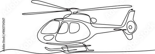 Continuous line art drawing of helicopter air transportation.one line vector illustration with out background
