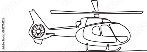 Continuous line art drawing of helicopter air transportation.one line vector illustration with out background