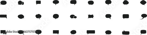 Collection of speech bubble. Black speech bubble set. Set of black blank empty speech bubbles for text, chatting, message box.