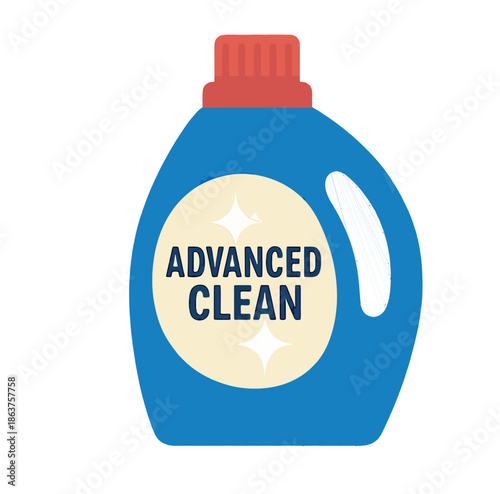 Blue Detergent Bottle Illustration.