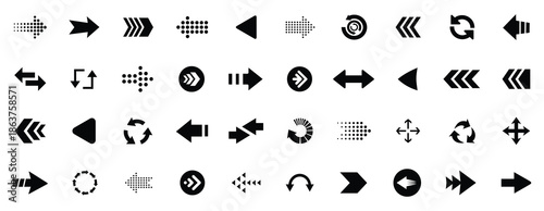 Arrow icon set. Arrow cursor. Arrow big black set. Modern simple arrows.