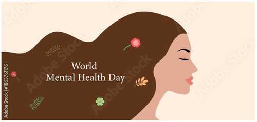 World mental health day, Mental healt, positive thinking, mindfulness, happiness concept. vector illustrations	
