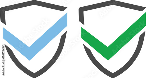 shield icons with checkmarks representing security safety and approval isolated on transparent background.shield icons representing security protection and alerts with checkmarks and exclamation marks