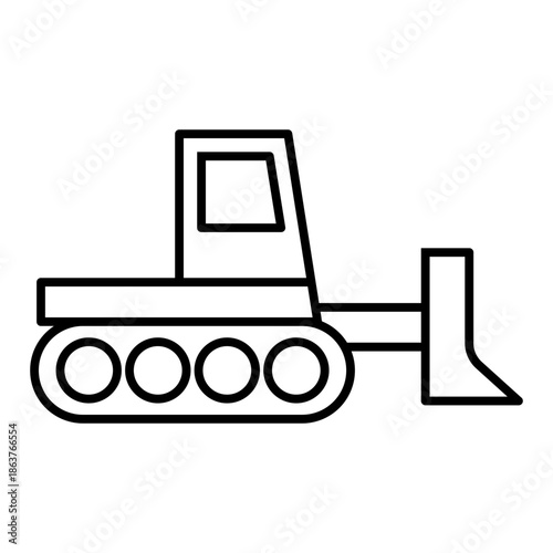 bull dozer line icon with editable stroke