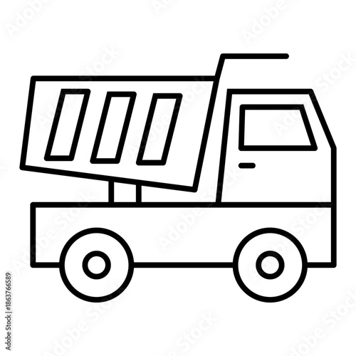 dump truck line icon with editable stroke