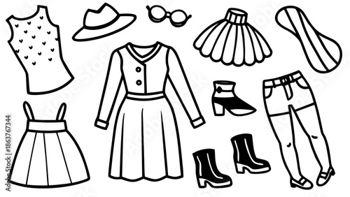 vector illustration of clothes for women