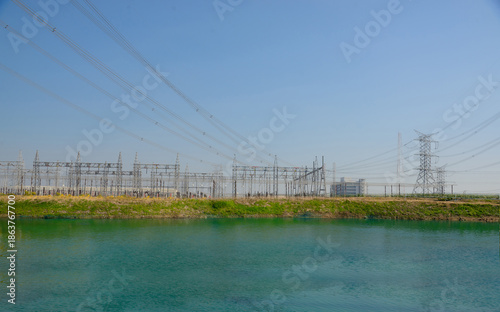 A high voltage power plant to supply electricity to the city.