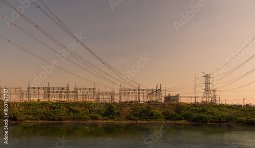 A high voltage power plant to supply electricity to the city.