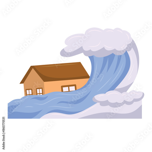 Tsunami icon, tsunami vector illustration, tsunami clip art, disaster icon, natural disaster wave vector image