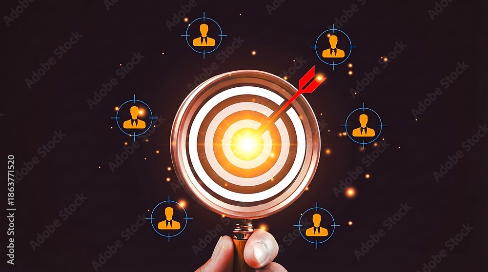 Naklejka premium Target marketing strategy concept with audience and goal achievement 